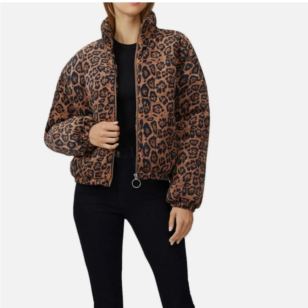 Chic Leopard Print Corduroy Bomber Jacket